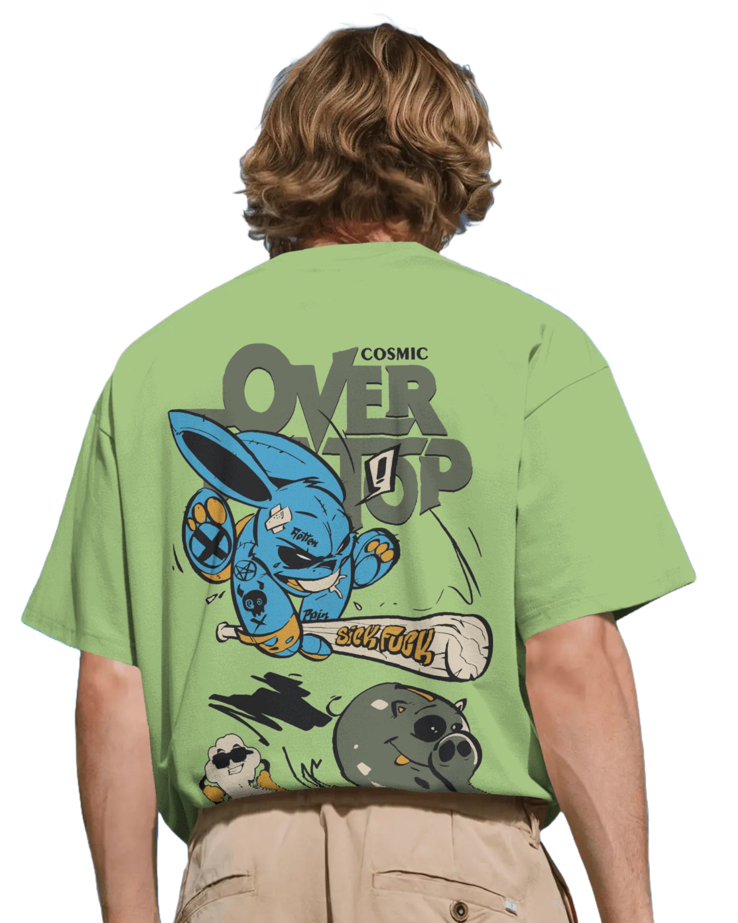 Men's Rabbit T Shirt – Green Oversized Fit