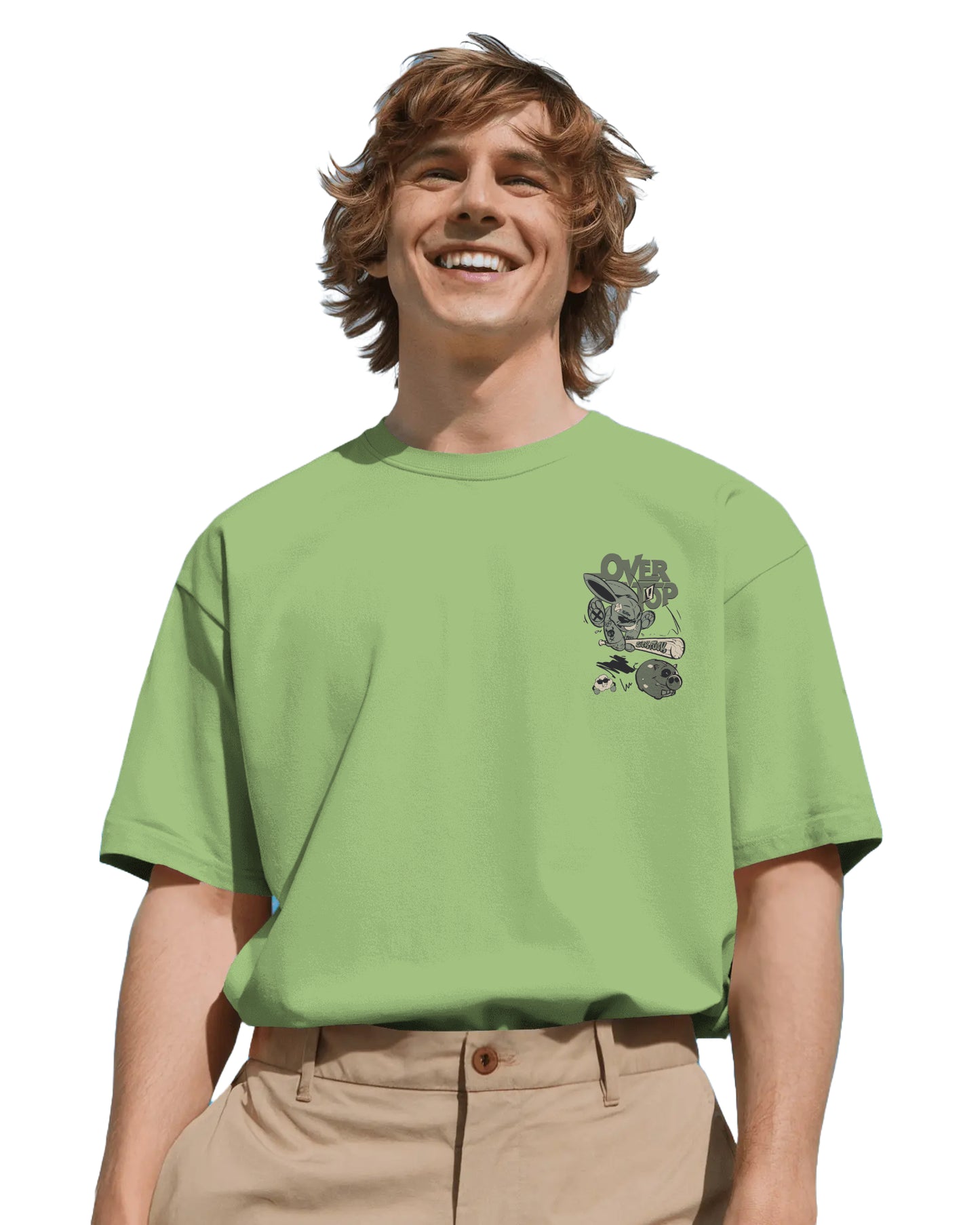 Men's Rabbit T Shirt – Green Oversized Fit