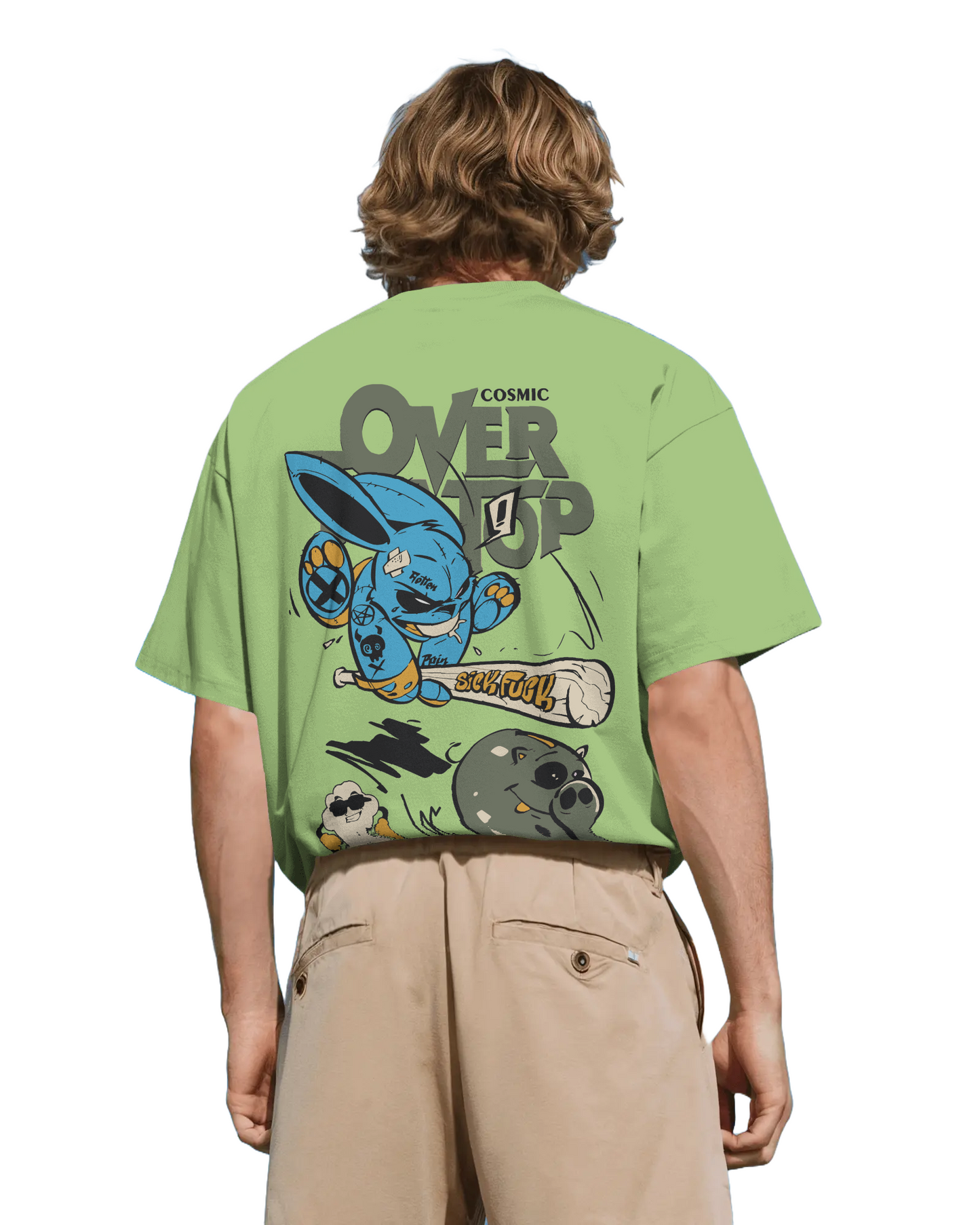 Men's Rabbit T Shirt – Green Oversized Fit