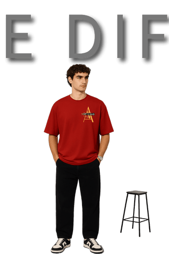 guy wearing Bankaz red oversized t-shirt