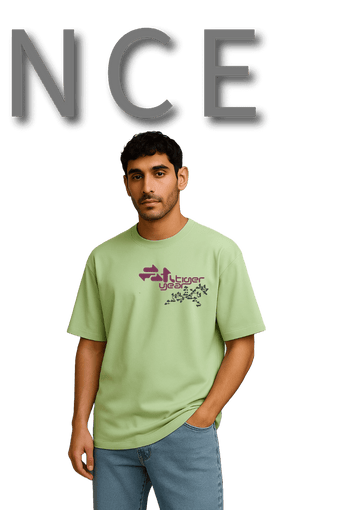 guy wearing Bankaz green oversized t-shirt