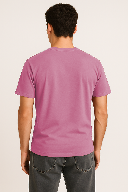 Back view of pink cotton t-shirt for men featuring a clean silhouette and premium fabric – Urban New Fashion Style