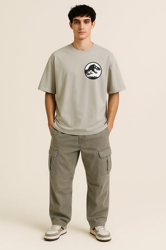 Samurai Warrior T Shirt – Grey Oversized Fit for Men